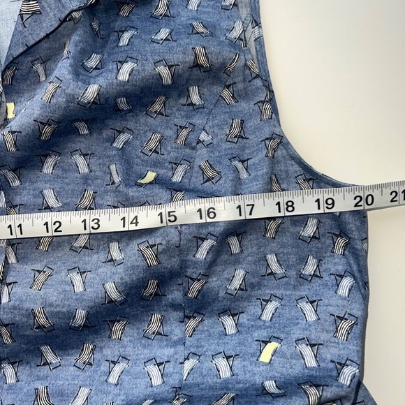 Nic + Zoe Blue Sleeveless A-Line Dress With Tie Waist & Deck Chair Print Size PL - Picture 6 of 10